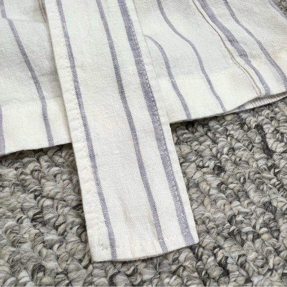 Aritzia Wilfred Gelas 100% linen striped belted paper bag shorts 2 - Picture 7 of 11